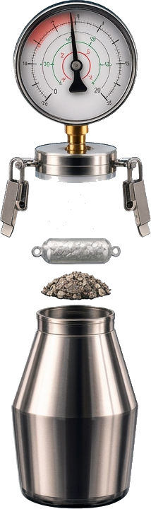 Illustration technique en vue éclatée d'un appareil de mesure d'humidité par méthode CM.